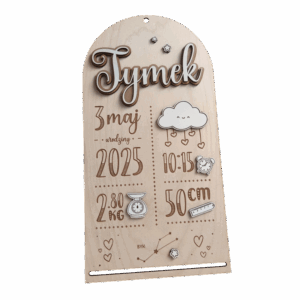 Metryczka dla niemowlaka na prezent pamiątkę