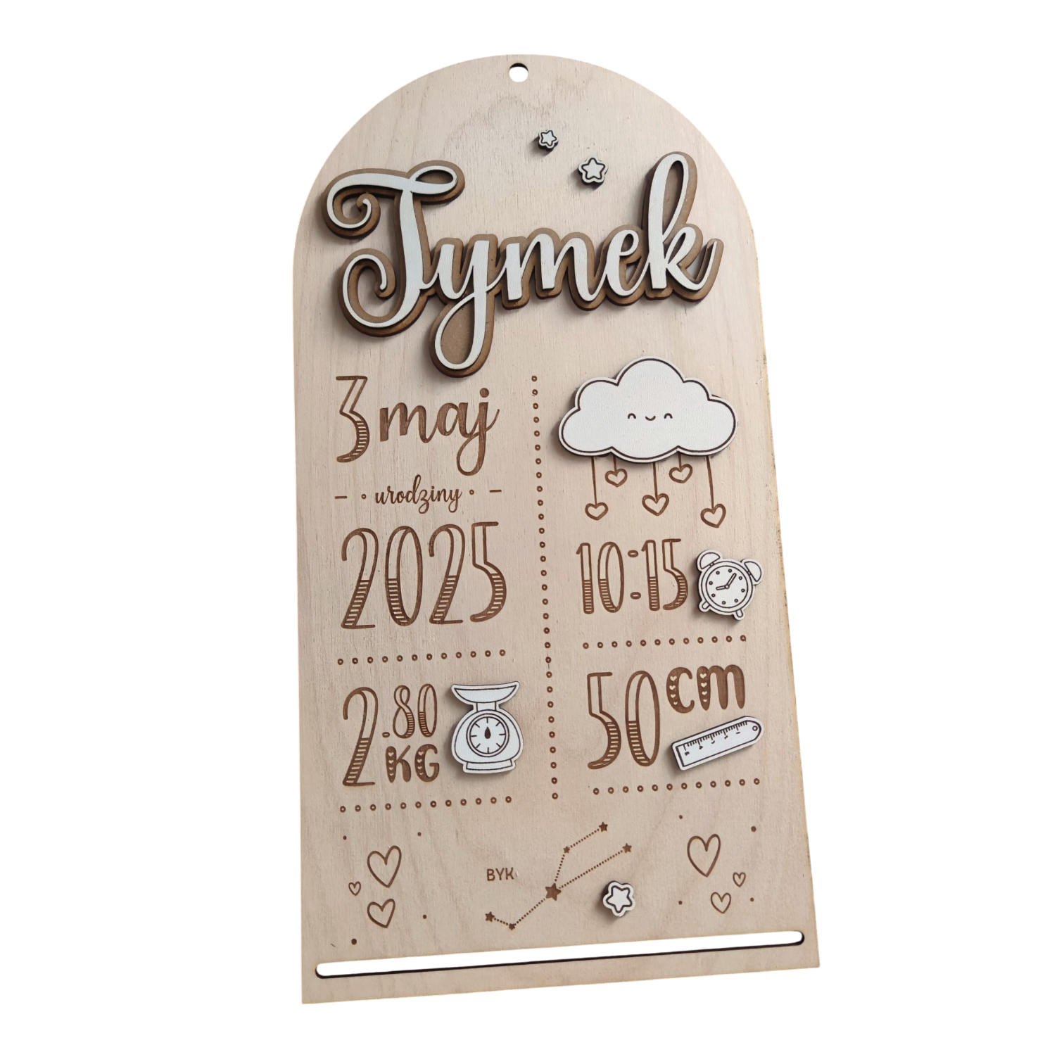 Metryczka dla niemowlaka na prezent pamiątkę