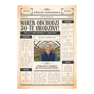 Plakat kurier urodzinowy na 50-te urodziny dla mężczyzny