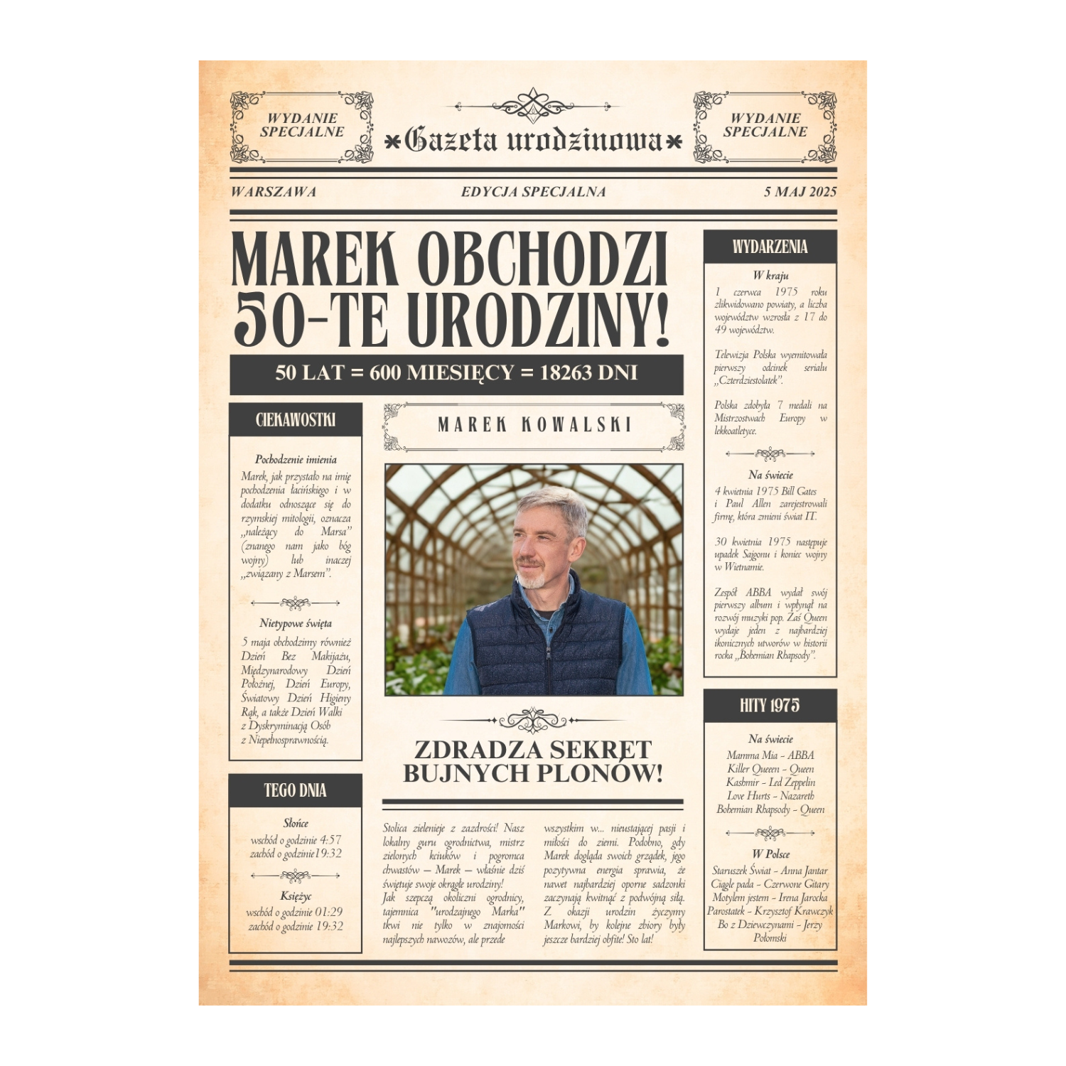 Plakat kurier urodzinowy na 50-te urodziny dla mężczyzny