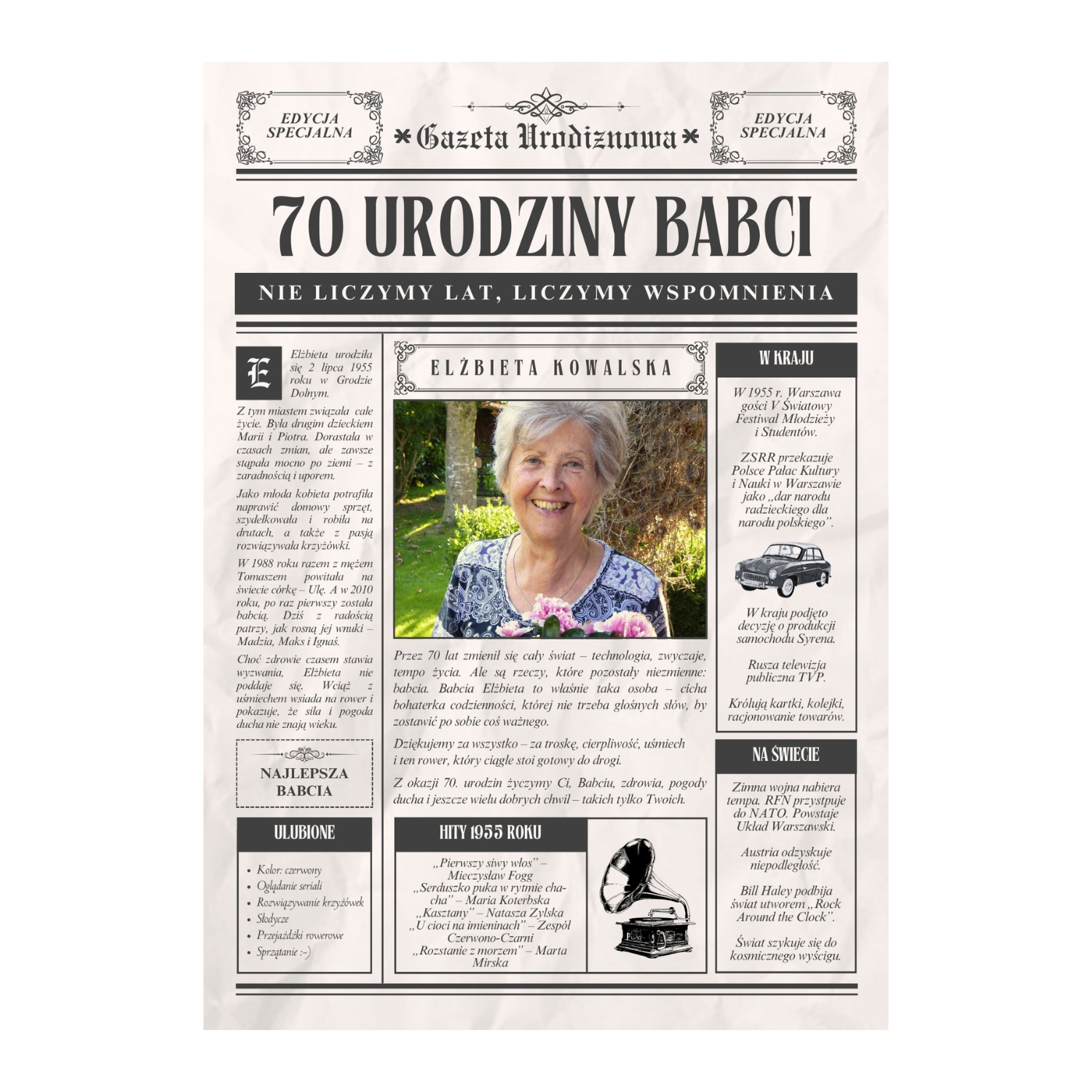 Gazeta urodzinowa prezent dla babci