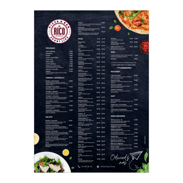 Tablica menu na wymiar
